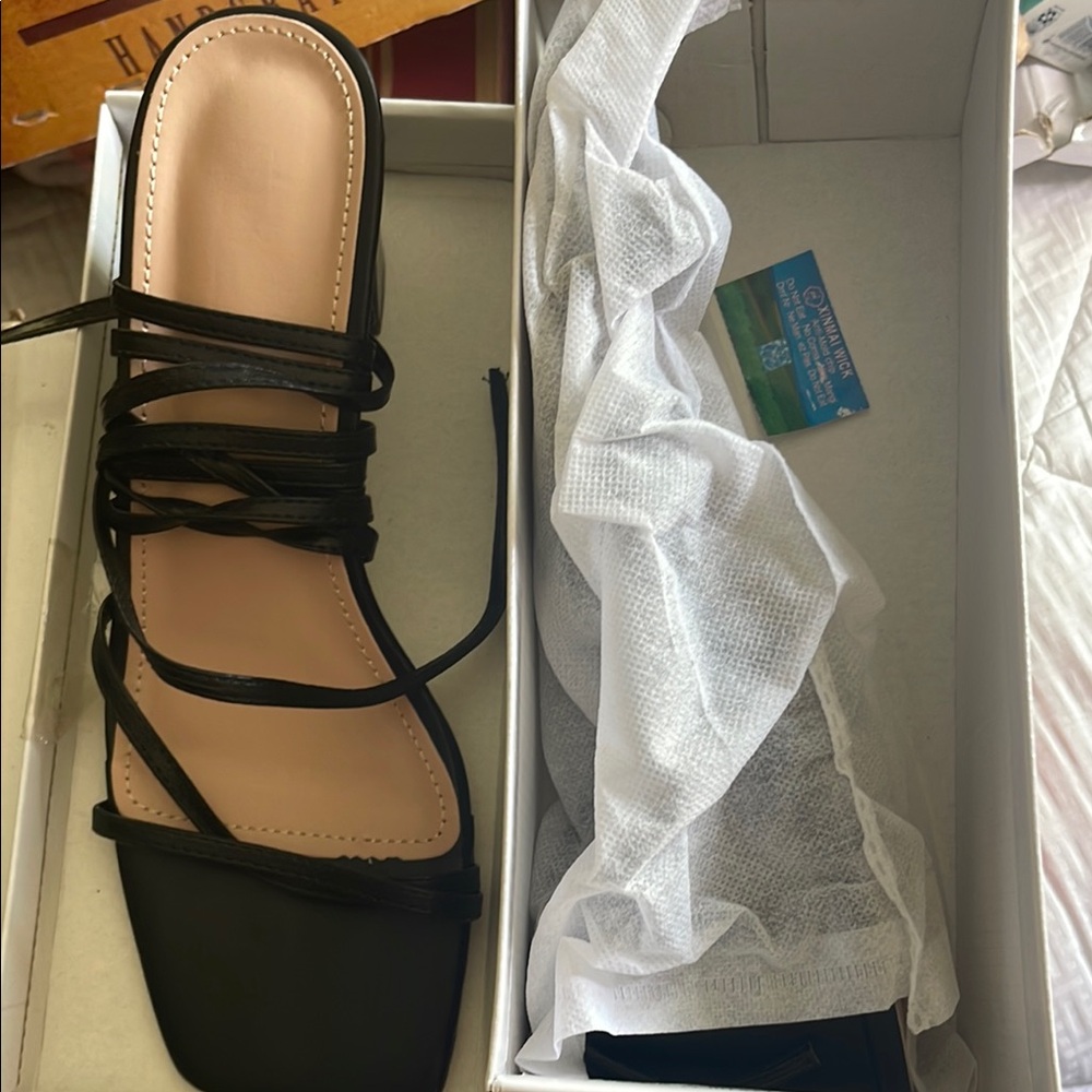 Elegant Black Strappy Women's Wide Fit Heel
